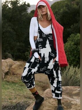 FP Movement Hot Shot Onesie Forrest Black and White Medium